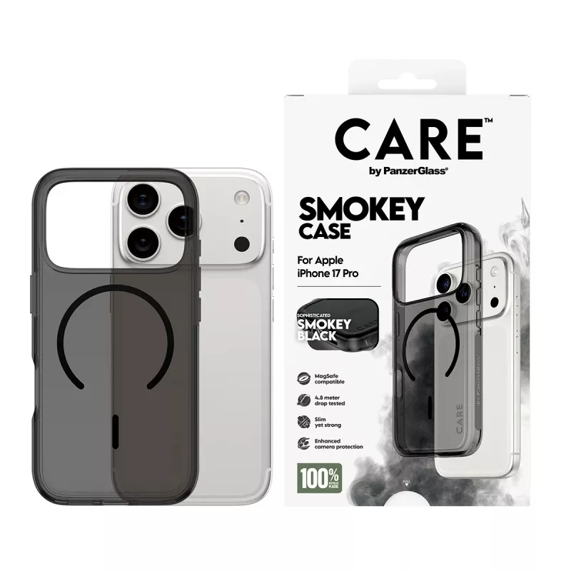 Custodia protettiva PanzerGlass CARE™ Urban Explorer Smokey con MagSafe nero per iPhone 17 Pro (TPU, nero)
