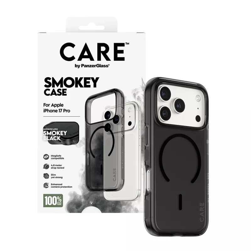 Custodia protettiva PanzerGlass CARE™ Urban Explorer Smokey con MagSafe nero per iPhone 17 Pro (TPU, nero)