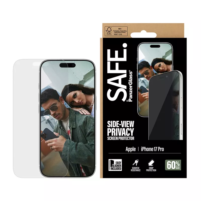 PanzerGlass SAFE. by ® protezione display 2 vie privacy iPhone 17 Pro | Ultra-Wide Fit con EasyAligner