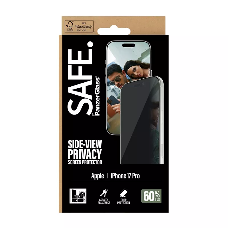 PanzerGlass SAFE. by ® protezione display 2 vie privacy iPhone 17 Pro | Ultra-Wide Fit con EasyAligner