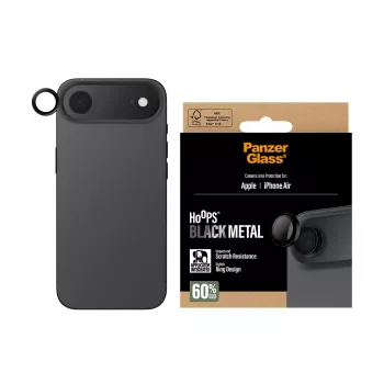 Protezione lenti fotocamera PanzerGlass Hoops per iPhone Air — vetro temperato, nero, antigraffio e antishock
