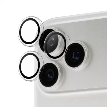 Protezione fotocamera PanzerGlass Hoops trasparente per iPhone 17 Pro / 17 Pro Max / 16 Pro / 16 Pro Max, vetro temperato, silicone, 1 pz.