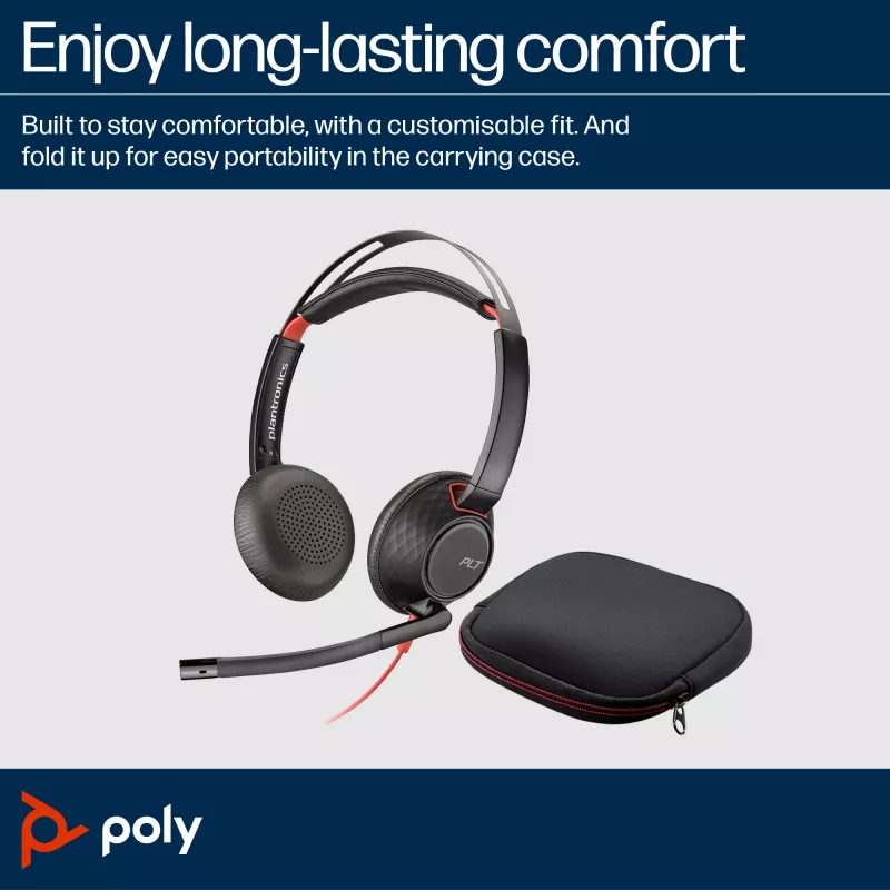 HP Poly Blackwire 5220 Cuffie stereo USB-C + jack 3,5 mm + adattatore USB-C/A