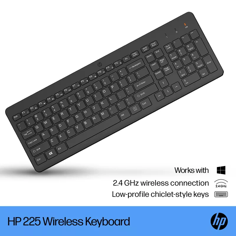 HP 225 Tastiera wireless formato completo wireless RF universale nero 805T1AA#ABD