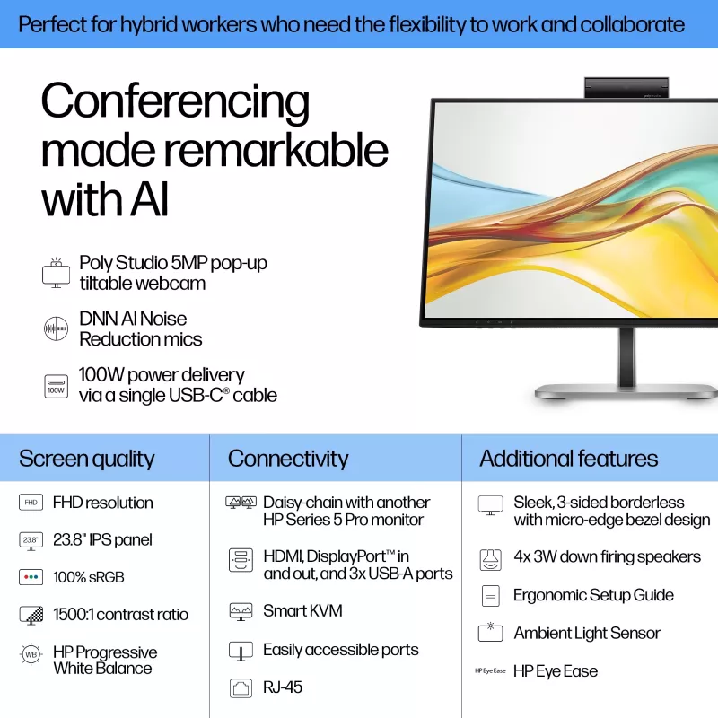 HP Series 5 Pro Monitor per conferenze 23,8