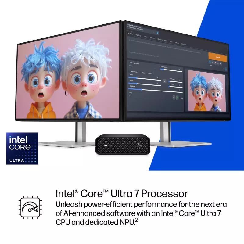 HP Z2 Mini G1i A40LPET workstation AI mini PC, Intel Core Ultra 7 265K, 32 GB RAM, 1 TB SSD, NVIDIA RTX 2000 Ada 16 GB, Wi-Fi 7, Windows 11 Pro