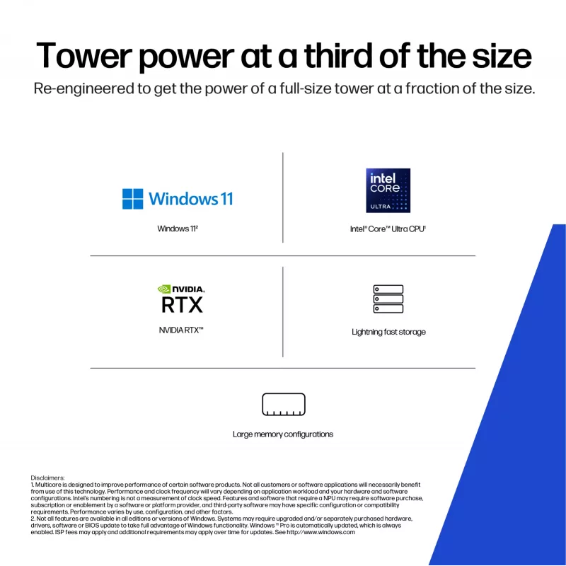 HP Z2 SFF G1i Intel Core Ultra 7 265K 32 GB DDR5-SDRAM NVIDIA RTX A400 Windows 11 Pro Workstation workstation AI, PC AI