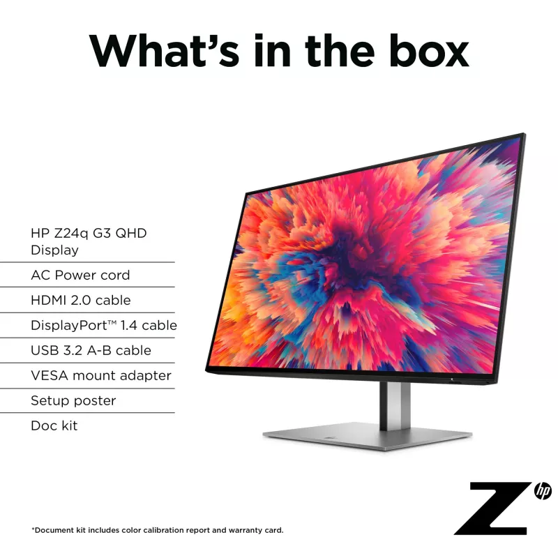 HP Z24q G3 display QHD, 60,5 cm (23,8 pollici), 2560 x 1440 pixel, Quad HD, LCD, 5 ms, argento