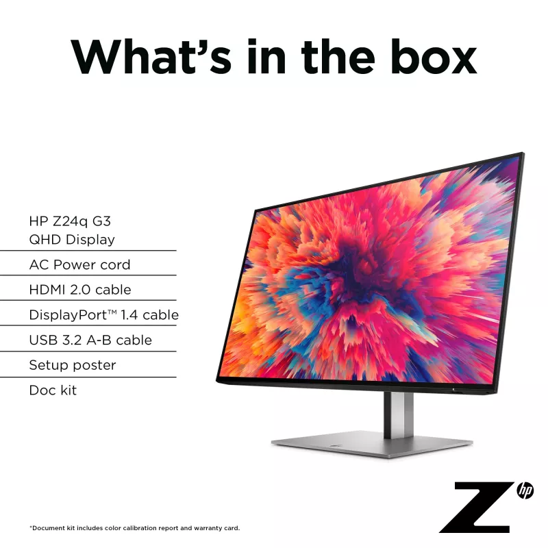 HP Z24q G3 display QHD, 60,5 cm (23,8 pollici), 2560 x 1440 pixel, Quad HD, LCD, 5 ms, argento