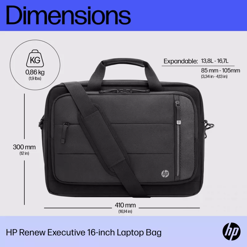 HP Renew Executive borsa per laptop 16 pollici, borsa messenger