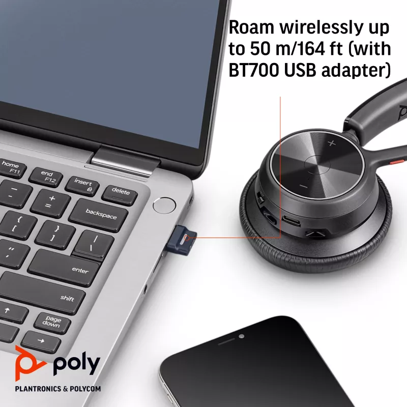 HP Poly Voyager 4320 cuffie USB-A certificate Microsoft Teams + dongle BT700-D