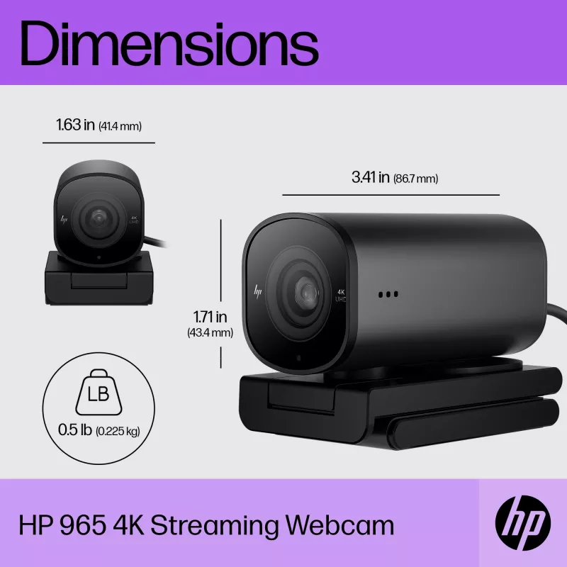 HP 325 webcam FHD, business, Windows 10, Windows 11, MacOS, 72 mm, 53,6 mm, 53,2 mm