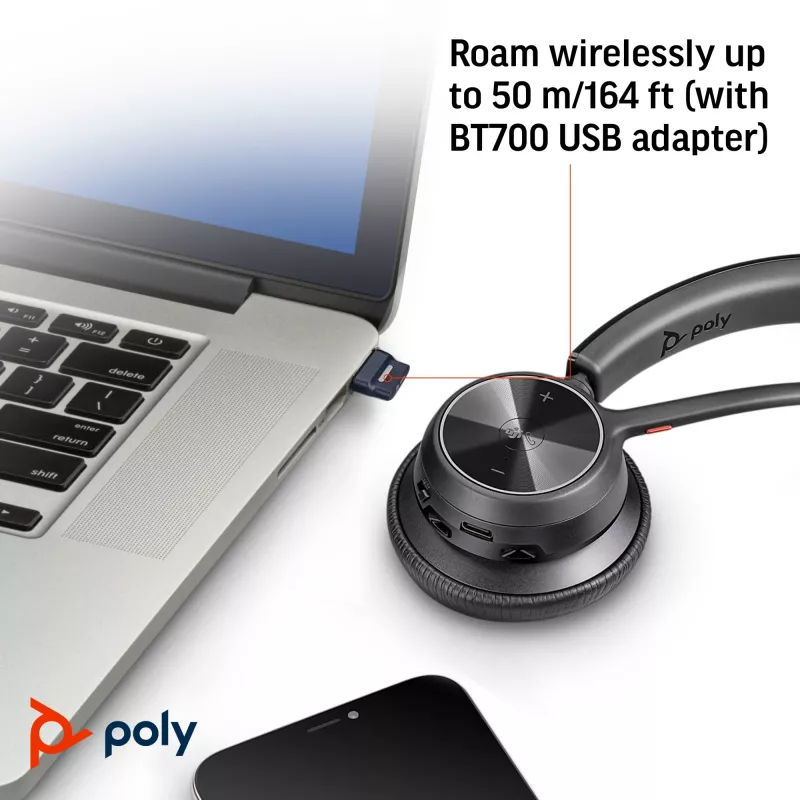 Cuffie HP Poly Voyager 4310 USB-C Microsoft Teams certificate + dongle BT700