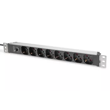 PDU in alluminio DIGITUS 1U, 8 uscite italiane, connettore con pre-fusibile 10A, 250VAC
