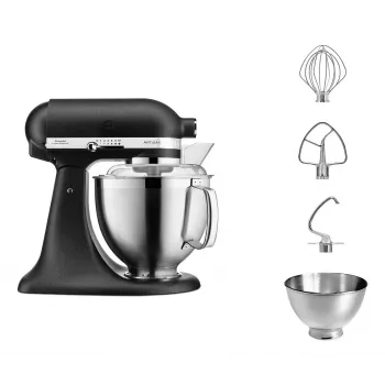 Robot da cucina KITCHENAID ARTISAN 5KSM185PS — ciotola in acciaio inox 4,8 L, 300 W, 10 velocità, nero