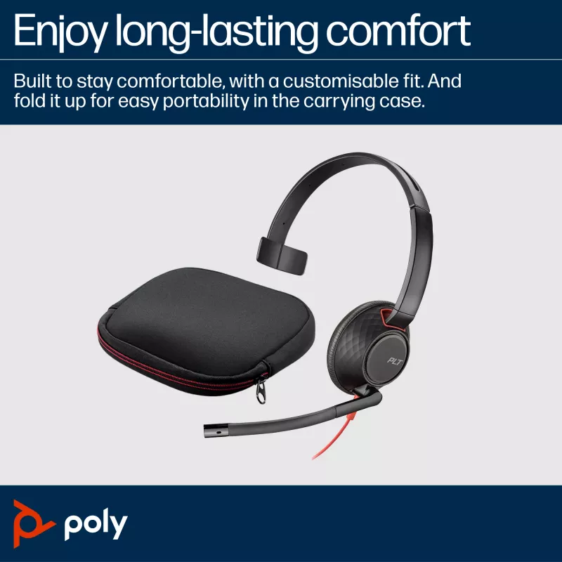 HP Poly Blackwire 5210 Cuffie monaurali USB-C + spina 3.5mm + adattatore USB-C/A (Bulk)
