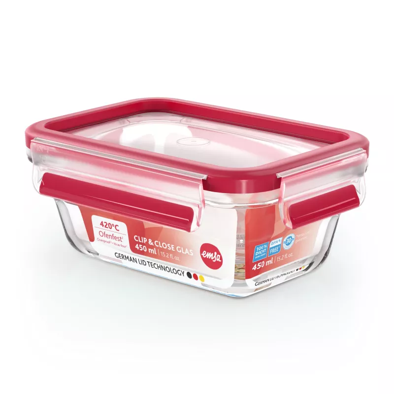 EMSA CLIP & CLOSE N10405 Scatola rettangolare 0,8 l trasparente, 1 pz.