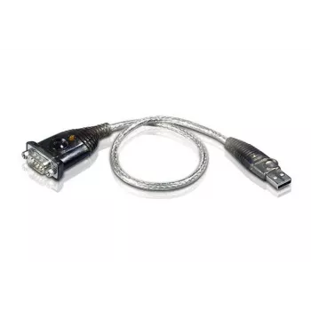 Convertitore USB-seriale ATEN, acciaio inossidabile, trasparente, nero, 0,35 m, USB Type-A, DB-9, connettore maschio, connettore maschio