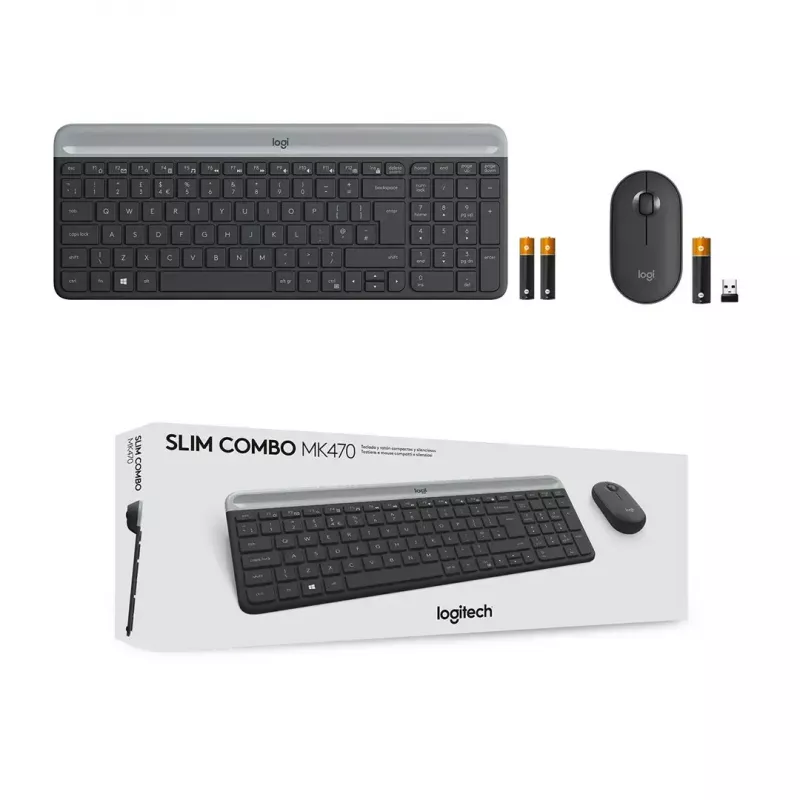 Logitech MK470 Tastiera e mouse wireless, Grafite, mouse incluso, QWERTY US, USB