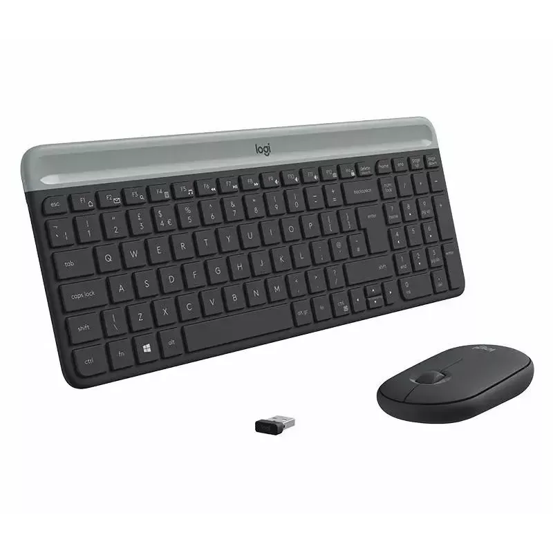 Logitech MK470 Tastiera e mouse wireless, Grafite, mouse incluso, QWERTY US, USB