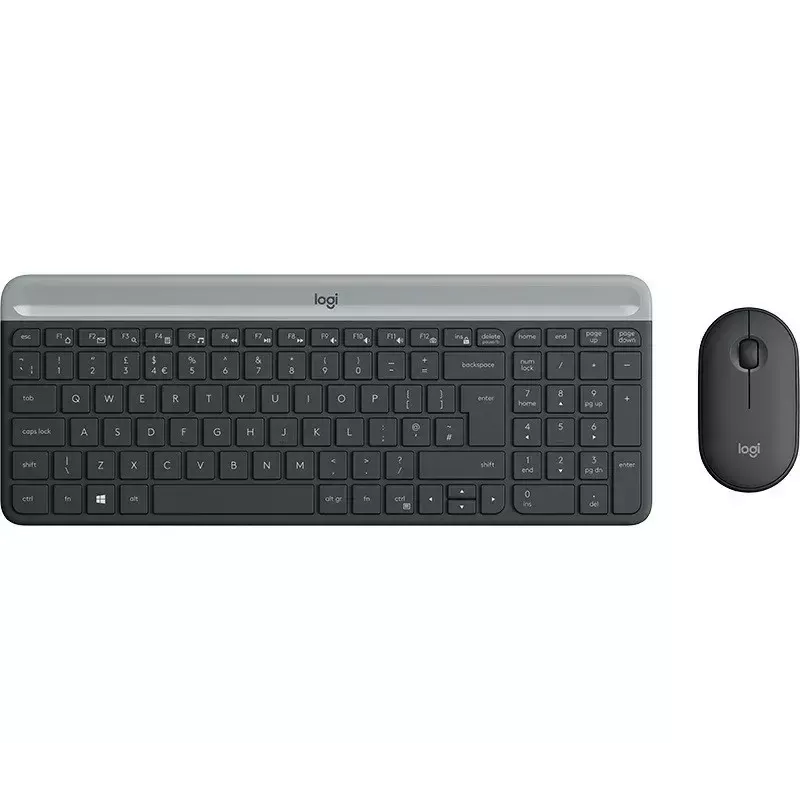 Logitech MK470 Tastiera e mouse wireless, Grafite, mouse incluso, QWERTY US, USB