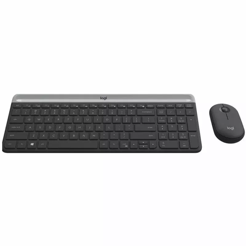 Logitech MK470 Tastiera e mouse wireless, Grafite, mouse incluso, QWERTY US, USB