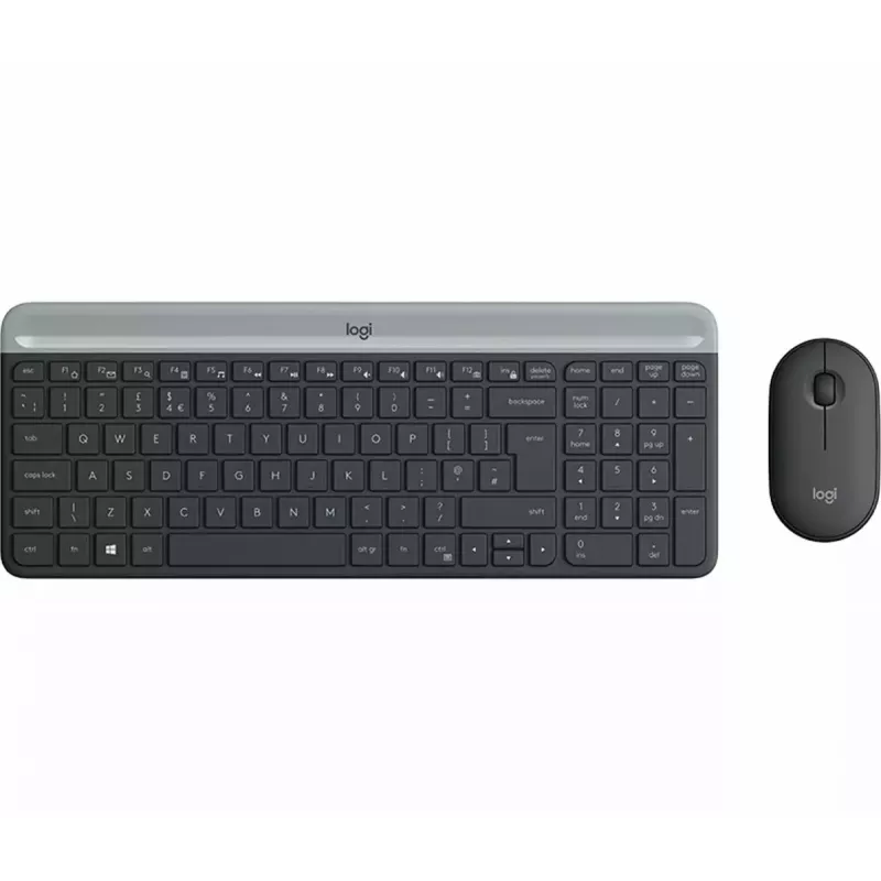 Logitech MK470 Tastiera e mouse wireless, Grafite, mouse incluso, QWERTY US, USB