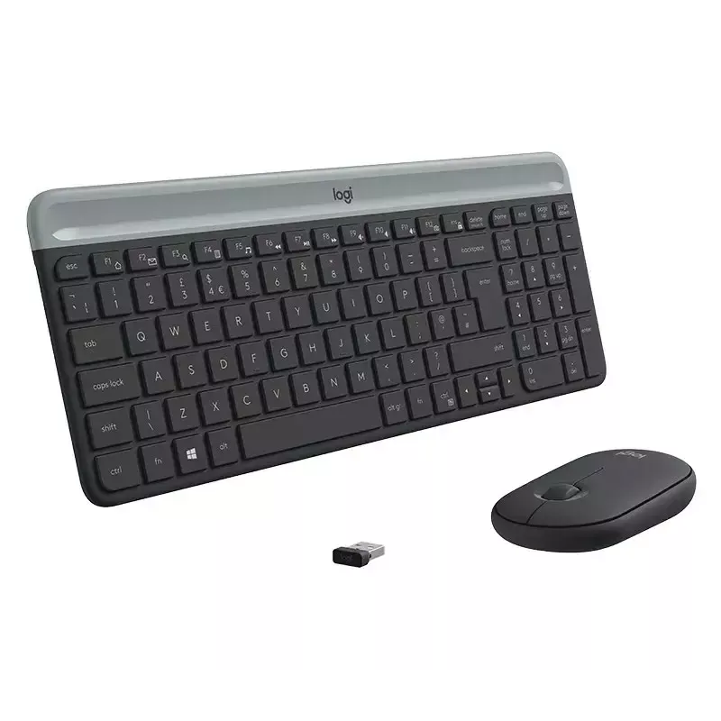 Logitech MK470 Tastiera e mouse wireless, Grafite, mouse incluso, QWERTY US, USB