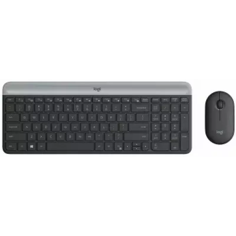 Logitech MK470 Tastiera e mouse wireless, Grafite, mouse incluso, QWERTY US, USB
