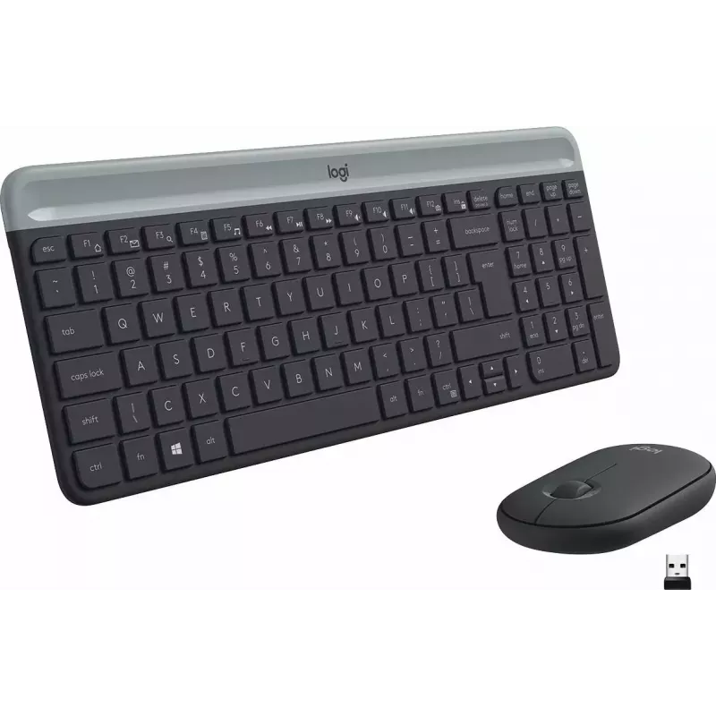 Logitech MK470 Tastiera e mouse wireless, Grafite, mouse incluso, QWERTY US, USB