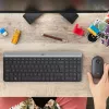 Logitech MK470 Tastiera e mouse wireless, Grafite, mouse incluso, QWERTY US, USB