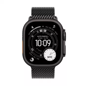 Smartwatch Apple Watch Ultra 3 GPS + Cellular 49mm cassa in titanio nero con cinturino Milanese Loop in titanio nero Medium