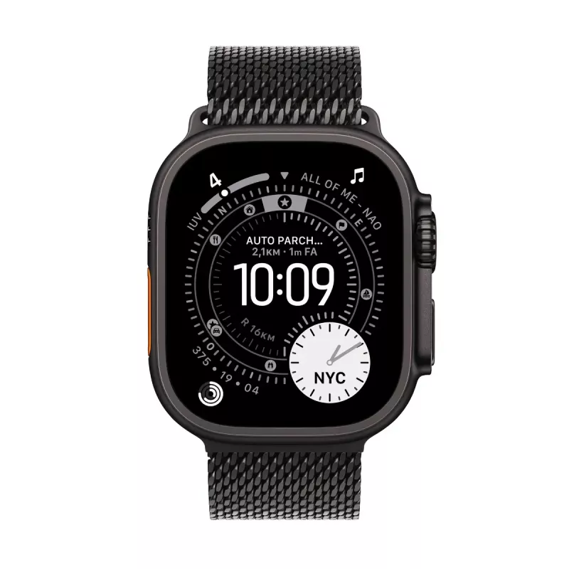 Smartwatch Apple Watch Ultra 3 GPS + Cellular 49mm cassa in titanio nero con cinturino Milanese Loop in titanio nero Medium