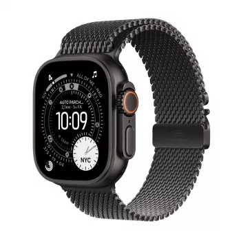Smartwatch Apple Watch Ultra 3 GPS + Cellular 49mm cassa in titanio nero con cinturino Milanese Loop in titanio nero Medium