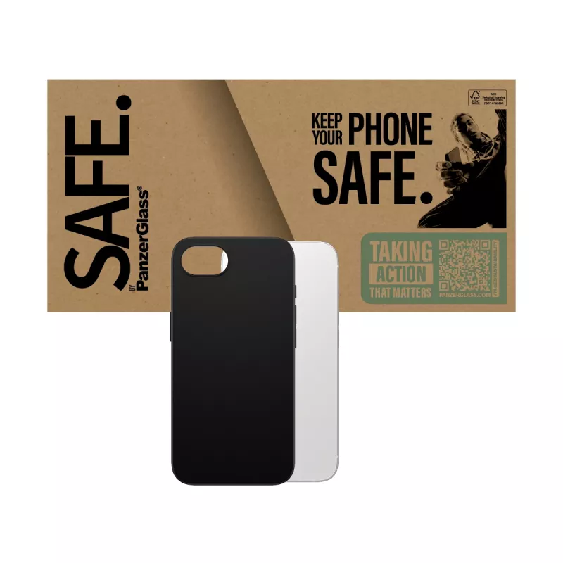 PanzerGlass SAFE. by ® Custodia TPU nera iPhone 17e | 16e, cover, Apple, Apple - iPhone 16e, nero