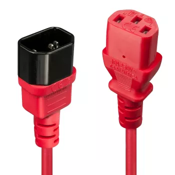Lindy Cavo di prolunga IEC 2m, rosso, 2 m, connettore femmina C14, connettore femmina C13