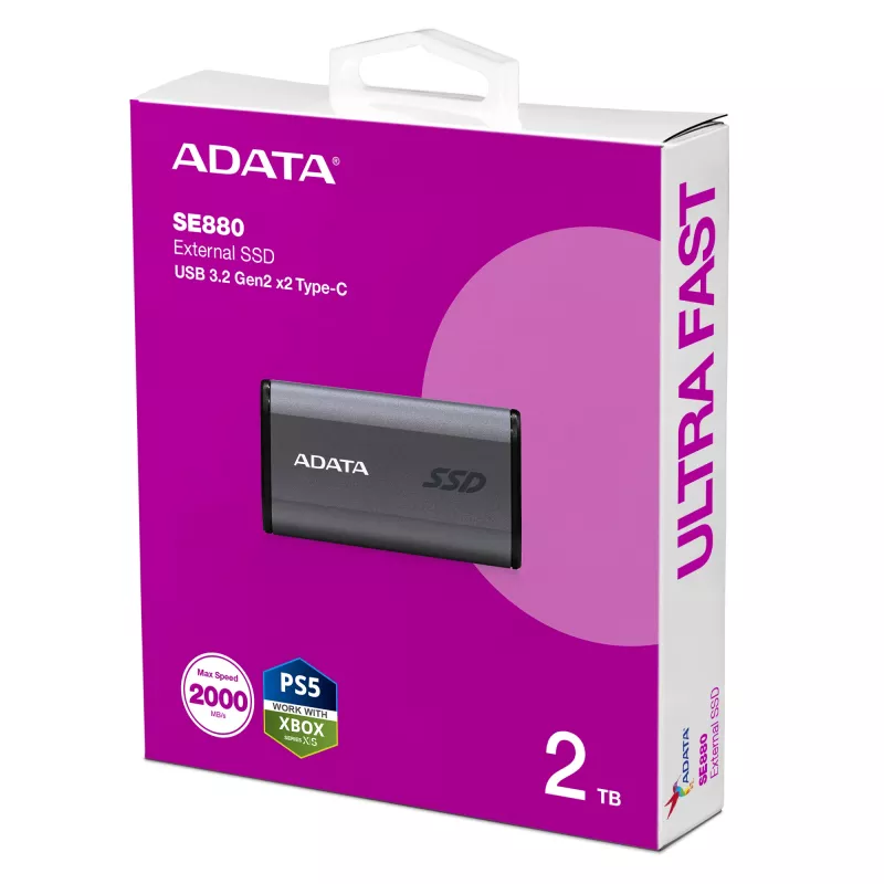 ADATA SE880 2 TB USB Type-C 3.2 Gen 2 (3.1 Gen 2) grigio