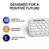 Mini tastiera compatta Logitech Pebble Keys 2 K380s — RF Wireless + Bluetooth, QWERTY US International, bianco