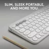 Mini tastiera compatta Logitech Pebble Keys 2 K380s — RF Wireless + Bluetooth, QWERTY US International, bianco