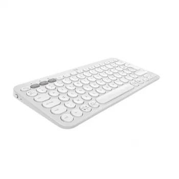 Mini tastiera compatta Logitech Pebble Keys 2 K380s — RF Wireless + Bluetooth, QWERTY US International, bianco