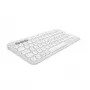 Mini tastiera compatta Logitech Pebble Keys 2 K380s — RF Wireless + Bluetooth, QWERTY US International, bianco