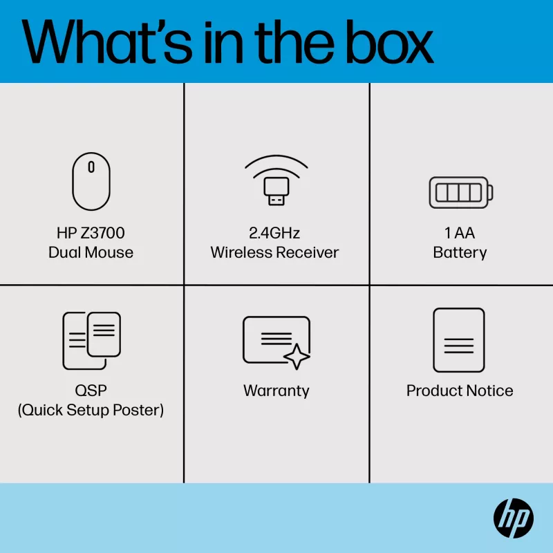 Mouse HP Z3700 Dual Silver, ambidestro, RF Wireless + Bluetooth, argento