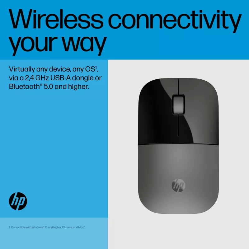 Mouse HP Z3700 Dual Silver, ambidestro, RF Wireless + Bluetooth, argento
