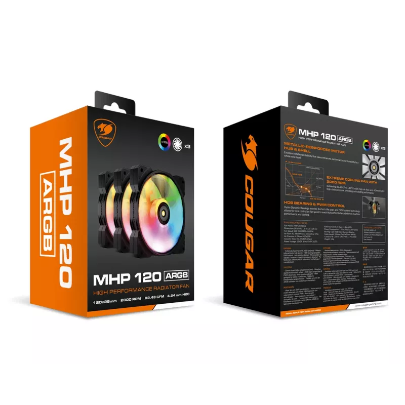 COUGAR Ventola per case MHP 120 ARGB, nero (confezione da 3)