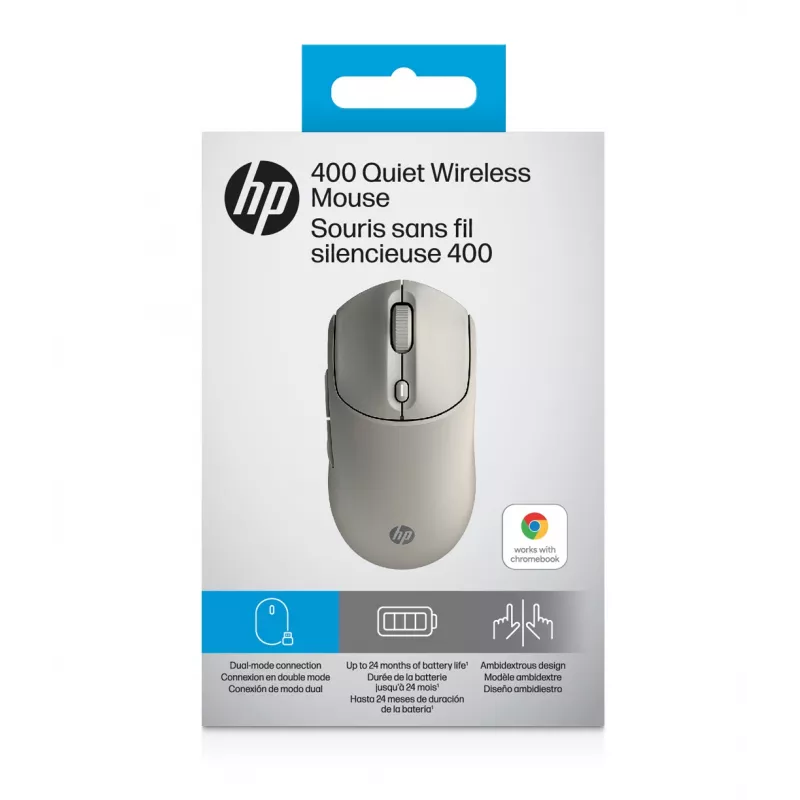 HP 400 Mouse wireless Maple silenzioso, ambidestro, RF Wireless + Bluetooth, 6000 DPI, beige