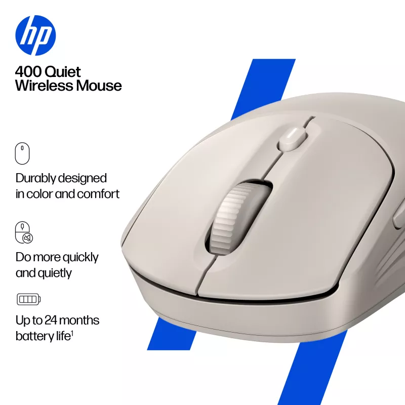 HP 400 Mouse wireless Maple silenzioso, ambidestro, RF Wireless + Bluetooth, 6000 DPI, beige