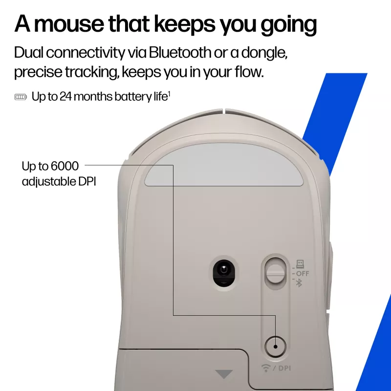HP 400 Mouse wireless Maple silenzioso, ambidestro, RF Wireless + Bluetooth, 6000 DPI, beige