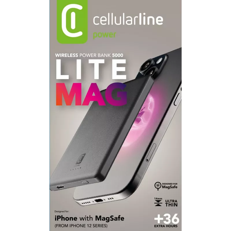 Cellularline Mag Lite 5000 5000mAh power bank wireless compatibile con tecnologia MagSafe