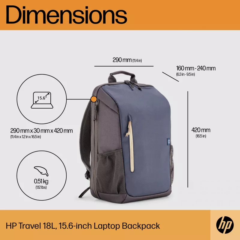 Zaino per laptop HP Travel 18 litri 15.6 Iron grigio
