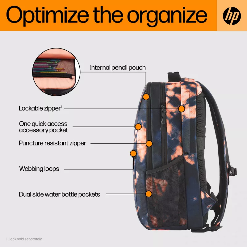 Zaino tempo libero HP Campus XL Tie Dye zaino nero poliestere